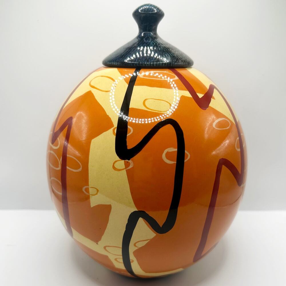Rare Vintage TOYO Raymond Waites Retro Style MCM Abstract Hand Painted Jar HTF